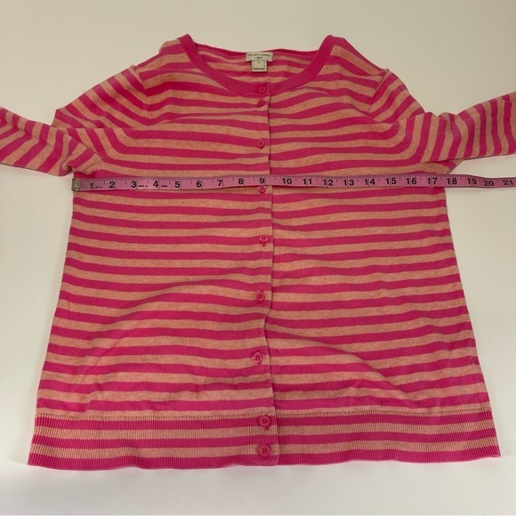 J Crew Caryn Cardigan Sweater Womens Size Small Pink Striped Round Neck Cotton - Picture 5 of 6